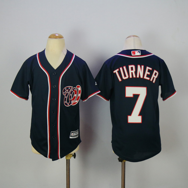 Youth 2017 MLB Washington Nationals #7 Turner Blue Jerseys->youth mlb jersey->Youth Jersey